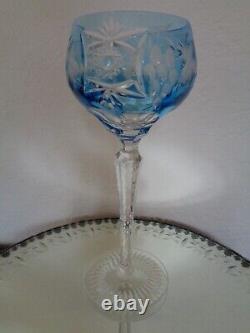 1 Nachtmann Traube Aqua Blue 8 1/4 Crystal Hand Cut To Clear Wine Glass Goblet