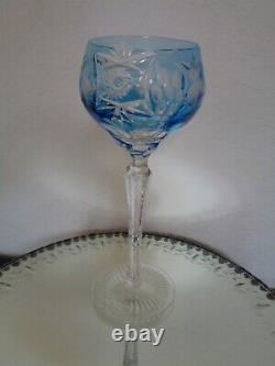 1 Nachtmann Traube Aqua Blue 8 1/4 Crystal Hand Cut To Clear Wine Glass Goblet