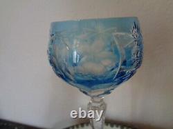 1 Nachtmann Traube Aqua Blue 8 1/4 Crystal Hand Cut To Clear Wine Glass Goblet