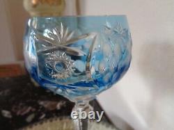 1 Nachtmann Traube Aqua Blue 8 1/4 Crystal Hand Cut To Clear Wine Glass Goblet