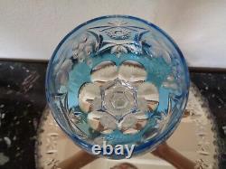 1 Nachtmann Traube Aqua Blue 8 1/4 Crystal Hand Cut To Clear Wine Glass Goblet