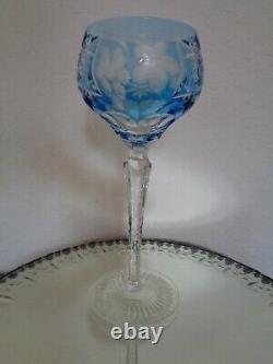 1 Nachtmann Traube Aqua Blue 8 1/4 Crystal Hand Cut To Clear Wine Glass Goblet