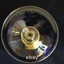 1 (One) UNION STREET GLASS SIENNA COBALT Burgundy Wine Glass-Signed & Dated