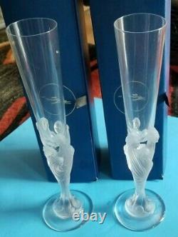 (1) PAIR ERTE MAJESTIQUE CHAMPAGNE CRYSTAL FLUTES With BOXES SIGNED FROM FRANCE