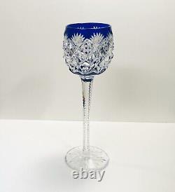 1 Saint Louis Florence Cobalt Blue Cut To Clear Crystal Wine Glass SIGNED