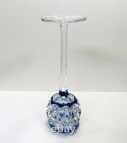 1 Saint Louis Florence Cobalt Blue Cut To Clear Crystal Wine Glass SIGNED