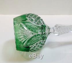 1 St. Louis Bohemian Emerald Air Twist Stem Cut To Clear Crystal Wine Glass
