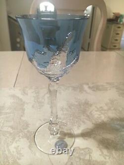 1 Varga Crystal Wine Glass, Blue New