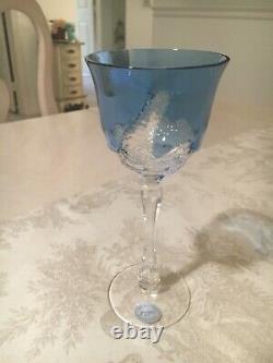 1 Varga Crystal Wine Glass, Blue New