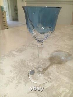 1 Varga Crystal Wine Glass, Blue New