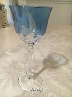 1 Varga Crystal Wine Glass, Blue New