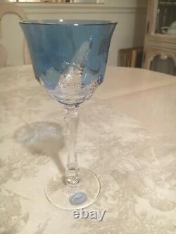 1 Varga Crystal Wine Glass, Blue New