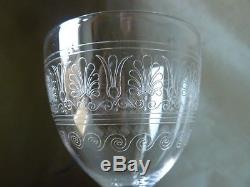 10 Antique Edwardian Acid Etched Crystal Wine Glasses, Probably by Baccarat
