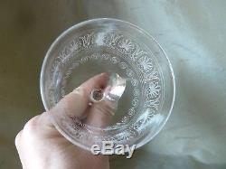 10 Antique Edwardian Acid Etched Crystal Wine Glasses, Probably by Baccarat