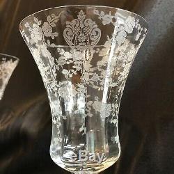 10 Antique Elegant Cambridge Glass Rose Point Clear 3500 Crystal Water Goblets