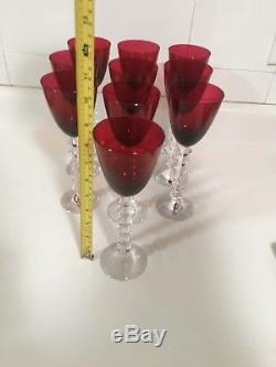 10 Baccarat Vega Rhine Wine Glass Ruby/Red French Crystal 9 France Sale Each