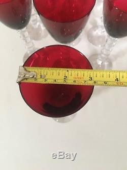 10 Baccarat Vega Rhine Wine Glass Ruby/Red French Crystal 9 France Sale Each