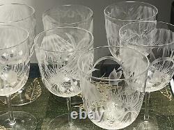 10 Moser Glass Intaglio Cut Crystal Wine Glasses