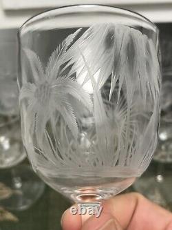 10 Moser Glass Intaglio Cut Crystal Wine Glasses