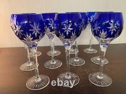 10 Rhin Blue Overlay Crystal Wine Glasses NO Baccarat (Price Per Unit)