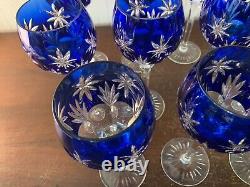 10 Rhin Blue Overlay Crystal Wine Glasses NO Baccarat (Price Per Unit)