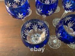 10 Rhin Blue Overlay Crystal Wine Glasses NO Baccarat (Price Per Unit)