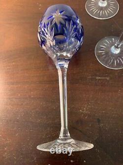 10 Rhin Blue Overlay Crystal Wine Glasses NO Baccarat (Price Per Unit)