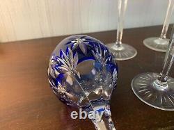 10 Rhin Blue Overlay Crystal Wine Glasses NO Baccarat (Price Per Unit)