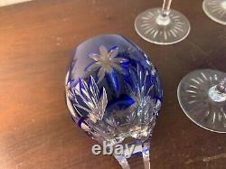 10 Rhin Blue Overlay Crystal Wine Glasses NO Baccarat (Price Per Unit)