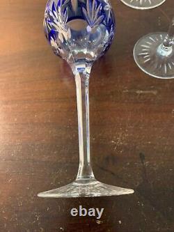 10 Rhin Blue Overlay Crystal Wine Glasses NO Baccarat (Price Per Unit)