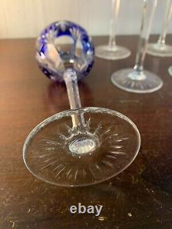 10 Rhin Blue Overlay Crystal Wine Glasses NO Baccarat (Price Per Unit)