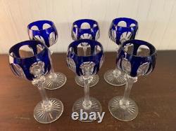 10 Rhin Overlay Blue Crystal Wine Glasses (Price Per Unit)