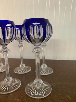 10 Rhin Overlay Blue Crystal Wine Glasses (Price Per Unit)