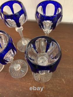 10 Rhin Overlay Blue Crystal Wine Glasses (Price Per Unit)