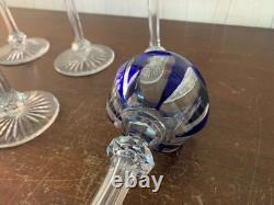 10 Rhin Overlay Blue Crystal Wine Glasses (Price Per Unit)
