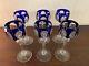 10 Rhine Wine Glasses Blue Crystal Overlay by Baccarat (Price per Unit)