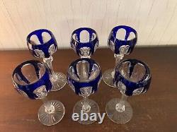 10 Rhine Wine Glasses Blue Crystal Overlay by Baccarat (Price per Unit)