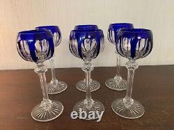 10 Rhine Wine Glasses Blue Crystal Overlay by Baccarat (Price per Unit)