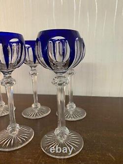 10 Rhine Wine Glasses Blue Crystal Overlay by Baccarat (Price per Unit)