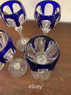 10 Rhine Wine Glasses Blue Crystal Overlay by Baccarat (Price per Unit)