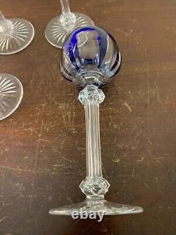 10 Rhine Wine Glasses Blue Crystal Overlay by Baccarat (Price per Unit)