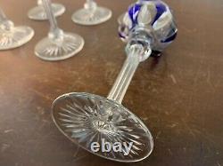 10 Rhine Wine Glasses Blue Crystal Overlay by Baccarat (Price per Unit)