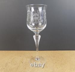 10 Spiegelau Crystal Wine Glasses Engraved Ribbed Stem Vintage German Glass