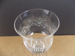 10 Spiegelau Crystal Wine Glasses Engraved Ribbed Stem Vintage German Glass