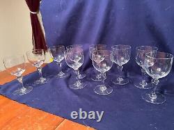 10 Vintage Signed Baccarat Crystal 5 3/4 Claret Wine Stems