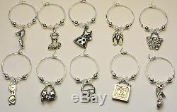 10 Wine Glass Charm Rings GIRLIE made with SWAROVSKI Crystal Hen Party Wedding
