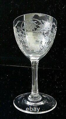 11 Antique Ornate Etched Engraved Cut Crystal Grape Leaf Cordial Wine Glasses
