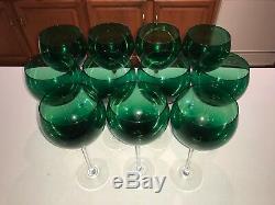 11 Lenox Holiday Gems Emerald Green Balloons Big Wine Glasses Stemware MIB RARE
