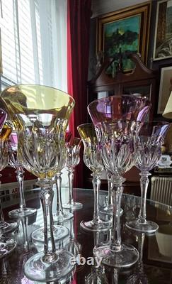 11 Lippert Multicolored Cut To Clear Crystal Wine Glasses 8.75