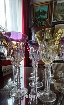 11 Lippert Multicolored Cut To Clear Crystal Wine Glasses 8.75